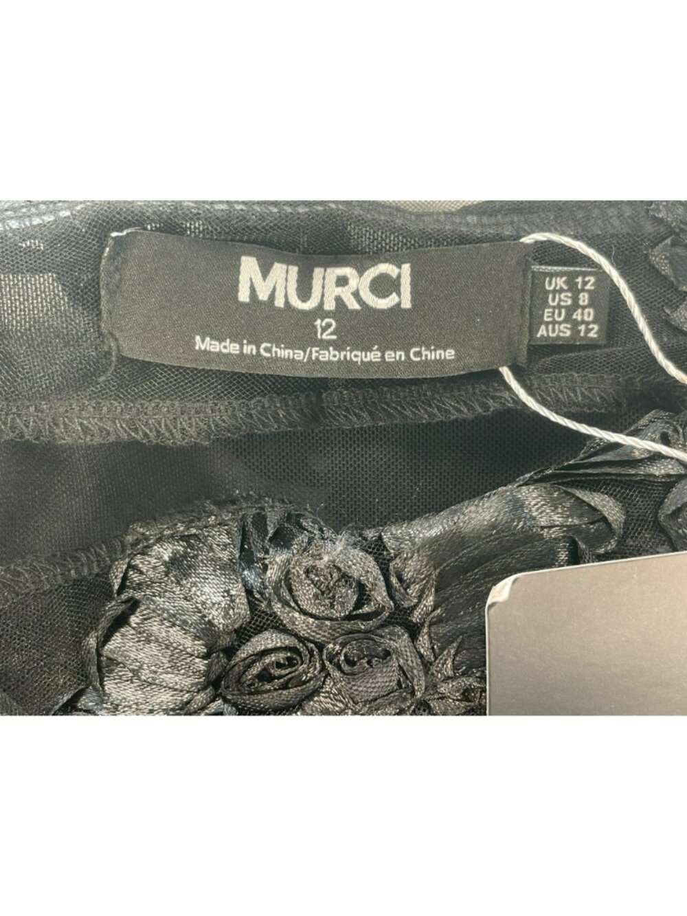 Murci Exclusive Mesh Floral Embroidered Column Maxi Skirt Black Sz UK12 US8 NEW - Picture 7 of 11